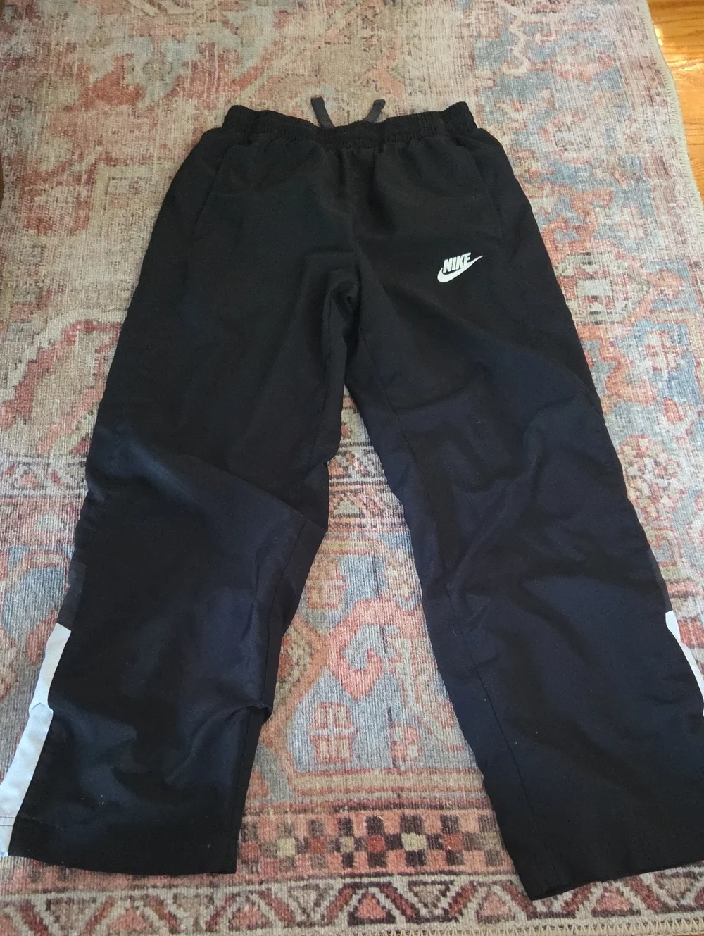 Nike Black Kids Wind Pants with White Swoosh